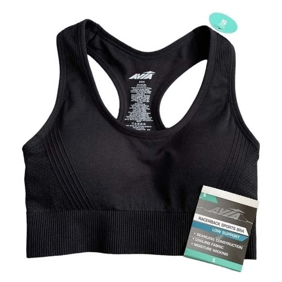 New AVIA Black Women’s Racerback Seamless Bra Solid Lingerie Padded Sport Bra - Picture 1 of 3